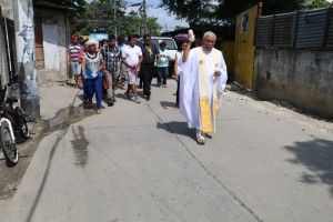 Felotia Jubay, 70, of Barangay Ibabao, Cordova (extreme left) during the blessing of the Kalahi-CIDSS barangay road project.
